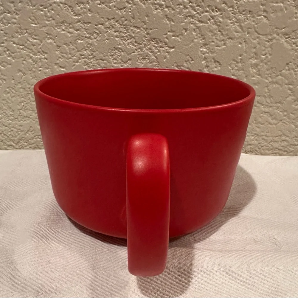 Crate&Barrel Red Glazed Stoneware “T” Monogrammed Jumbo Mug